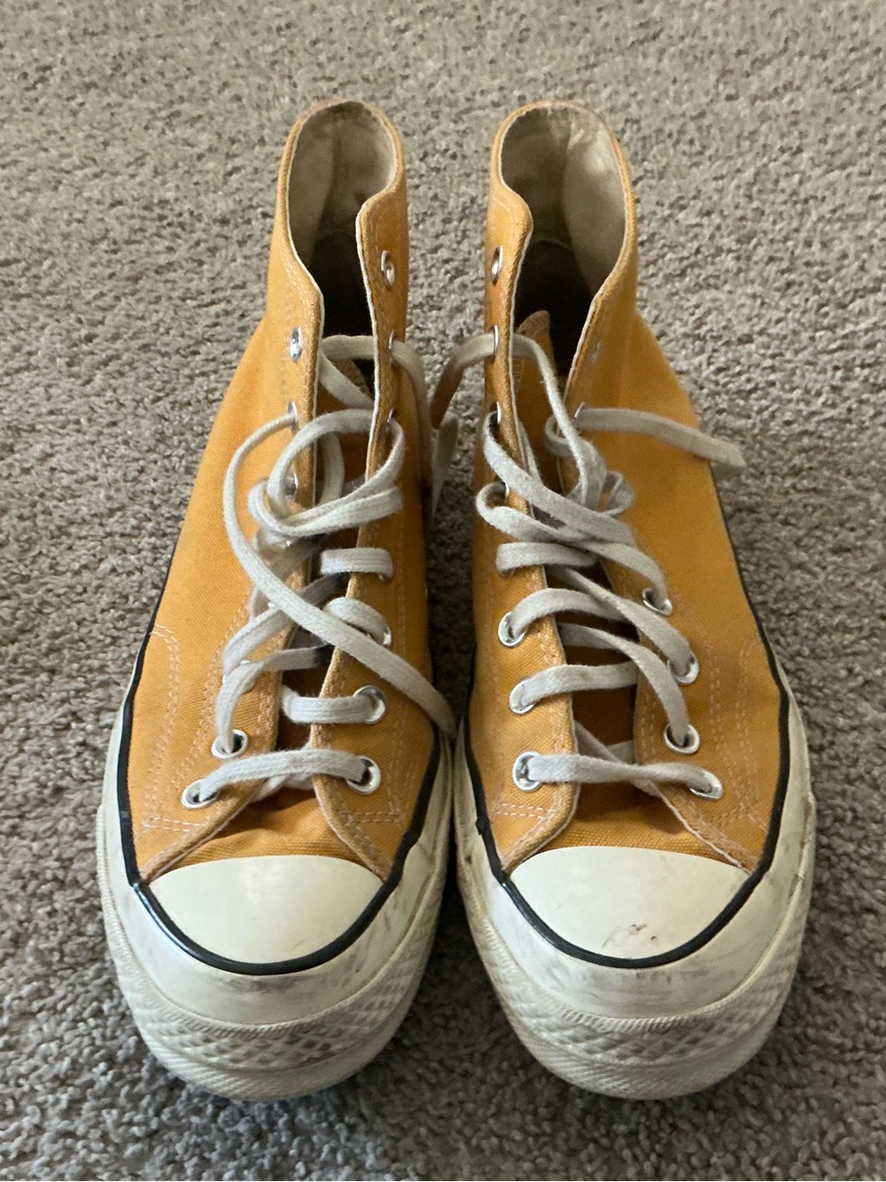 Converse Yellow HighTop Canvas Sneakers with White Laces.